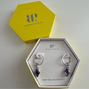 Bomb Party Quiet Confidence Earring ER77262 Amethyst CZ Rhodium Plating